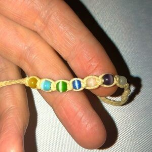 Chakra balancing crystal stone bead macrame rainbow bracelet jewelry boho